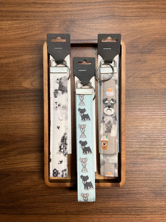 Schnauzer Fabric Wristlet Keychain