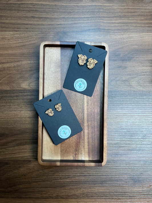 Geometric Wood Schnauzer Earrings